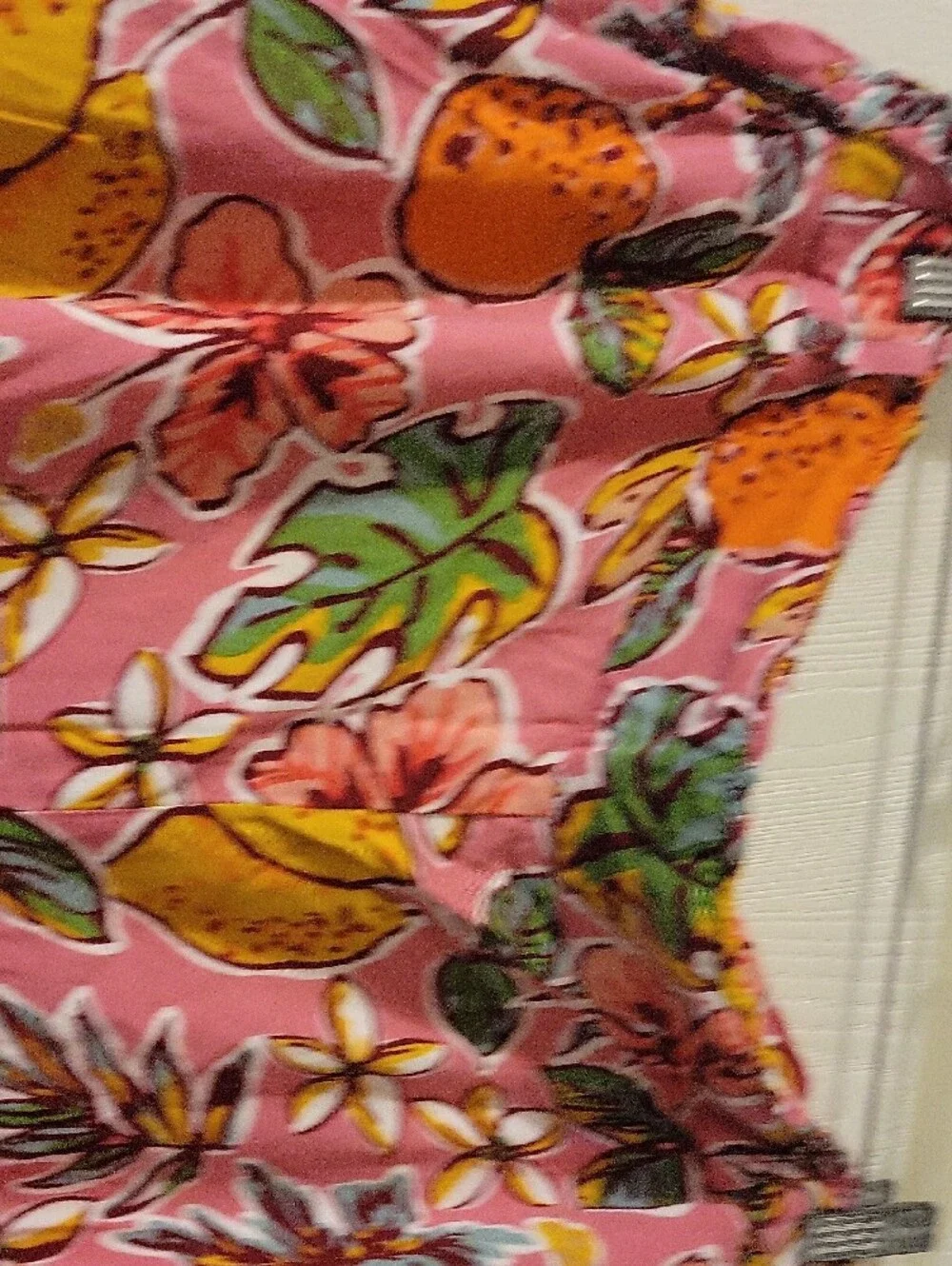Pink Floral Wide-Leg Tropical-Print Pants